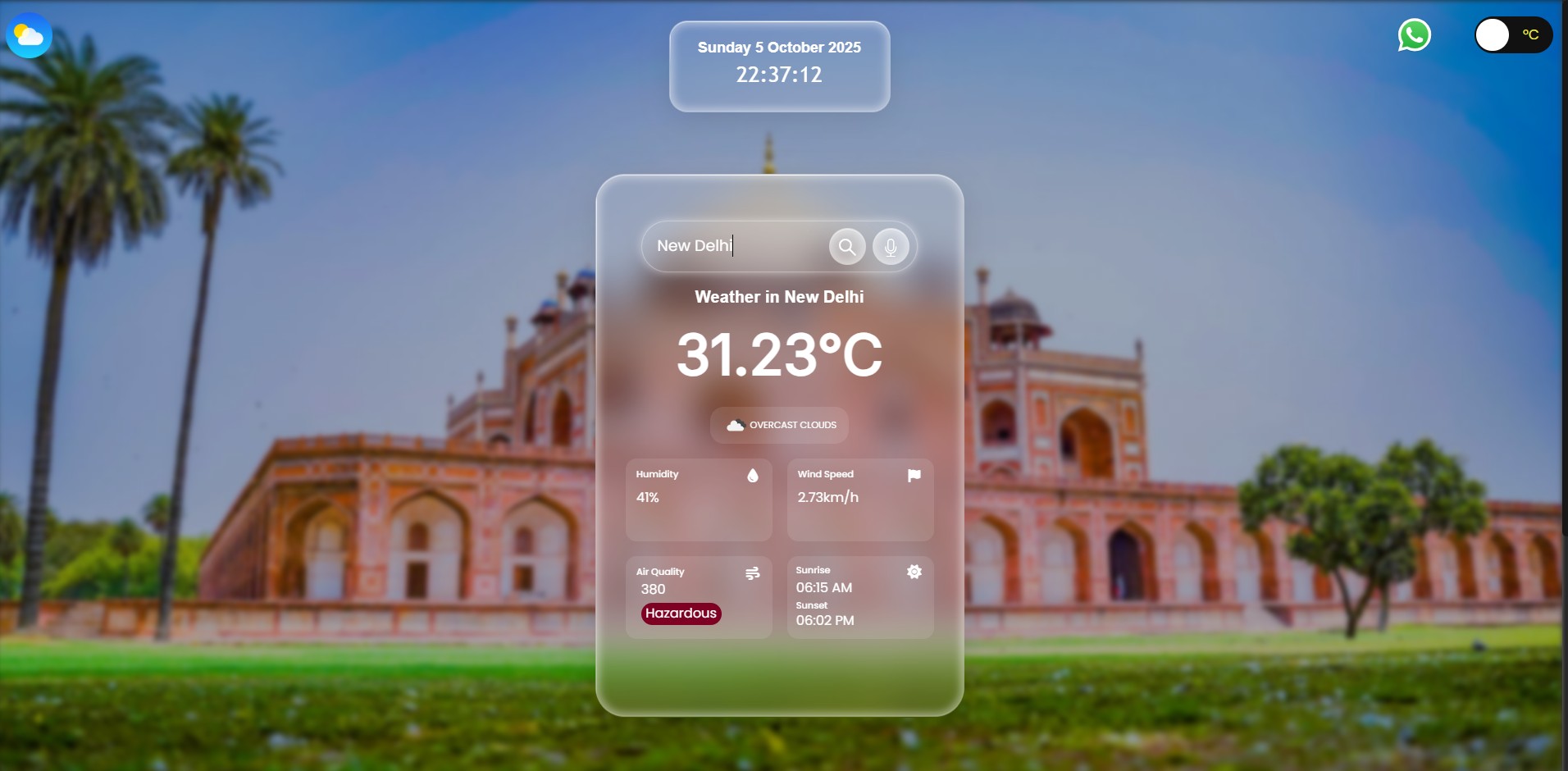 Weather App - Web Development / APIs project using HTML, CSS